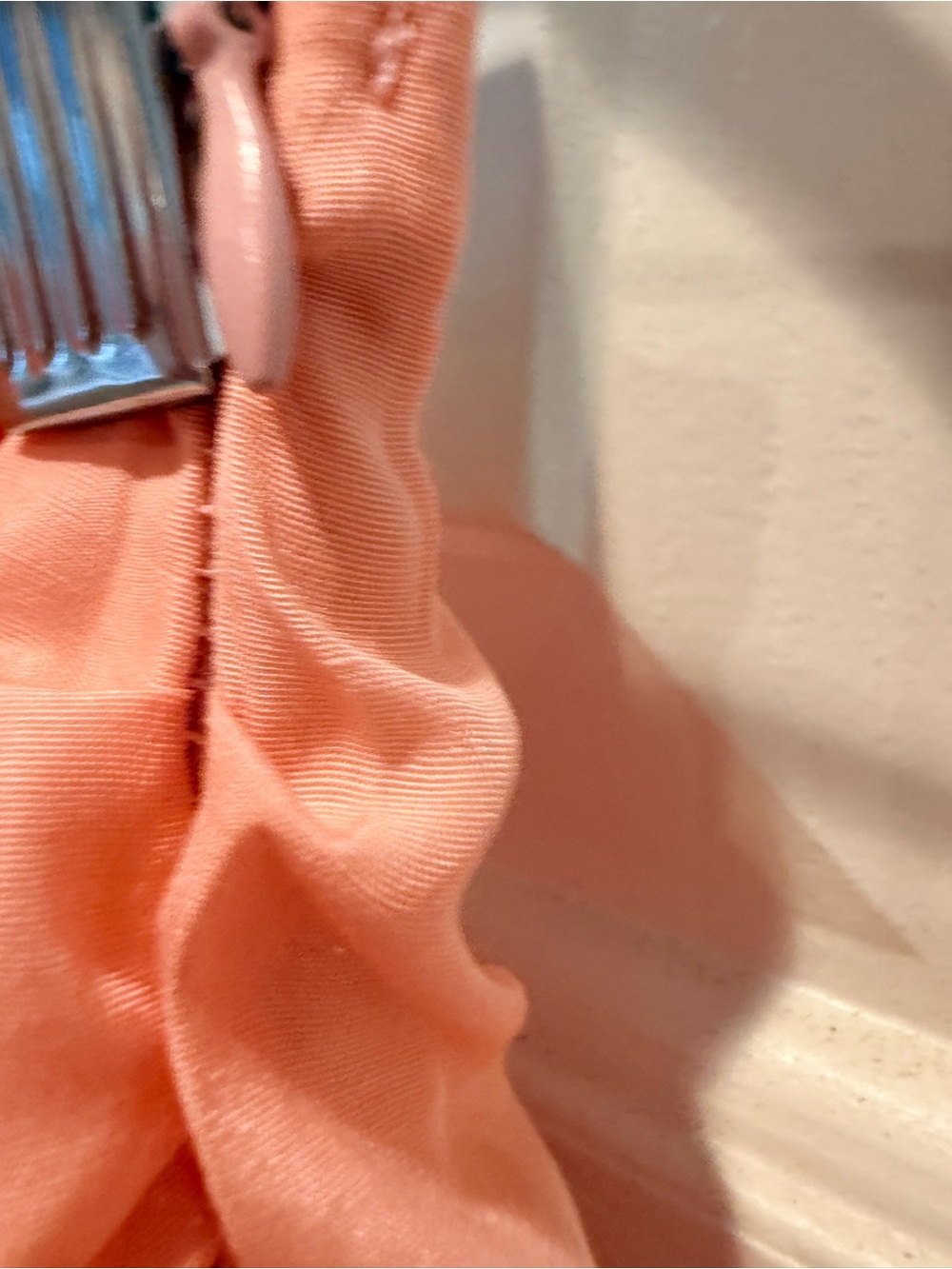 Peach Sleeveless 2 Piece Top and Skirt Layered Blouse - Picture 6 of 7